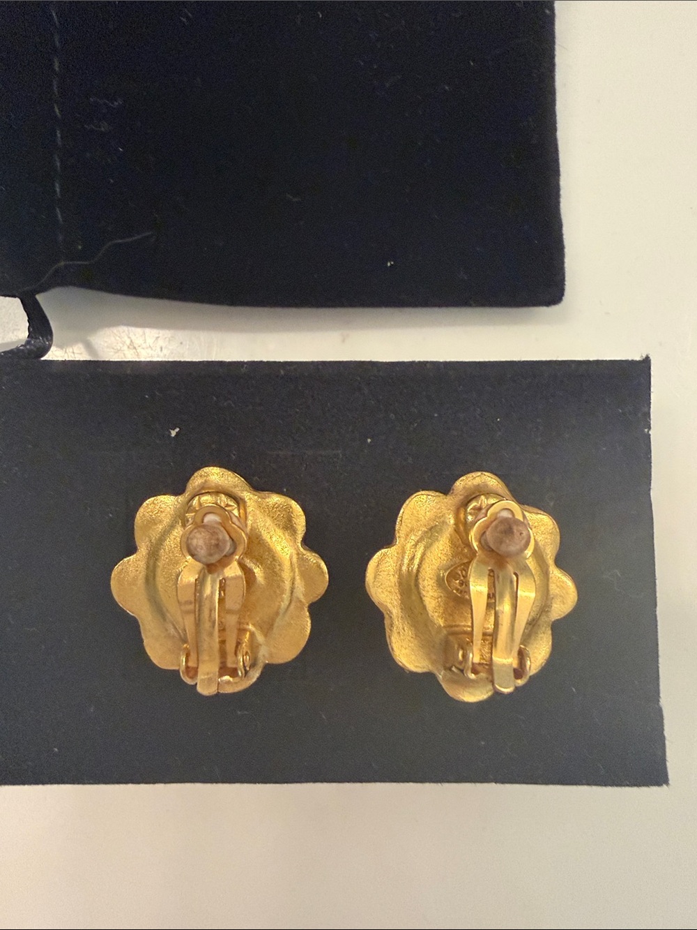 Chanel Gold-Tone Flower Clip-on Earrings - Picture 2 of 6